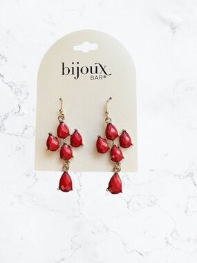Bijoux Bar Red Teardrop Cluster Dangle Earrings